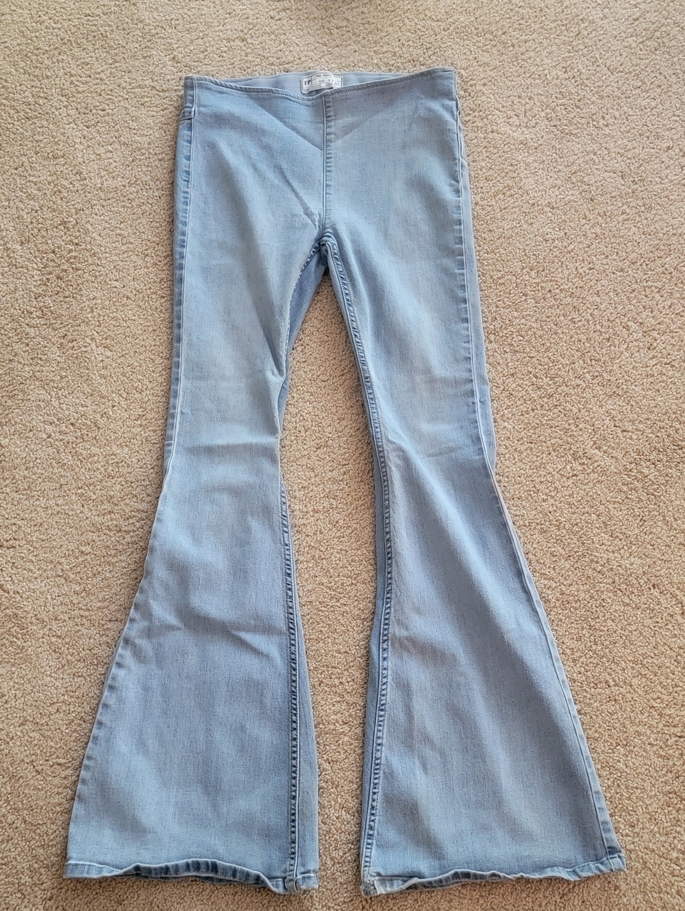 Free People Penny Pull On Flare Jeans, Size W28 Short, Light Wash, Retro Boho - Picture 2 of 10